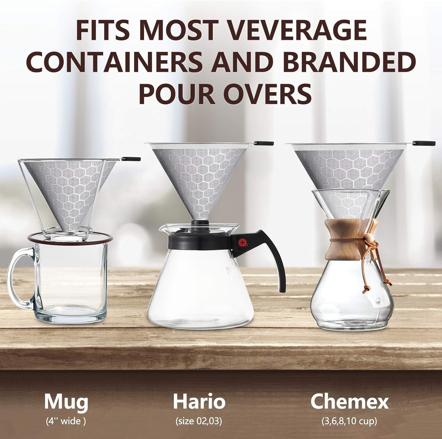 Pour Over Coffee Dripper, Reusable Stainless Pour Over Coffee Maker for (1-4 Cup), Easy to Clean Paperless Pour Over Coffee Maker, Fine Mesh Coffee Strainer with Stand and Bonus Brush