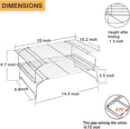 P&P CHEF Cooling Rack Set of 2, 2-Tier Stackable Stainless Steel Wire Racks for Baking Cooking Cooling Roasting, Collapsible & Heavy Duty, Oven Safe & Easy Clean, 15" x 10", Silver
