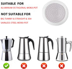 6 Pack Silicone Gaskets with 2 Filter Gasket, Silicone Sealing Rings for 6 Cup Stovetop Espresso Coffee Maker Replacement Parts