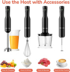 G.a HOMEFAVOR Handheld Corded Hand Blenders Set: 1000W Trigger Variable Speed 5 in 1 Stick Blenders with Stainless Steel Blade, Mixing Beaker, Whisk, Milk Frother for Soup, Baby Food, Smoothies