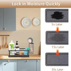 Kitchen Sink Caddy Organizer, 10.5" X 4.0" X 3.6" Sink Sponge Holder for Kitchen with Instant Drying Stone and Dish Brush Holder, Bathroom Organizer for Sponges, Scrubbers, Soap