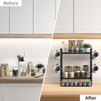 Coffee Bar Organizer, 3 Tier Station for Countertop, Mug Cup Holder Stand With 28 K Cup Storage and 12 Hooks for Kitchen, Home & Office, Black