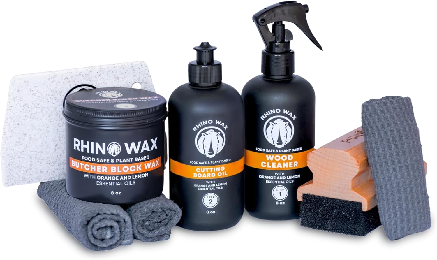 Butcher Block Ultimate Care Kit - Includes Cutting Board Oil, Wax, Wood Spray Cleaner, Bench Scraper, LG Applicator, 3 Cloths - for Butcher Block Countertops and Large Cutting Boards