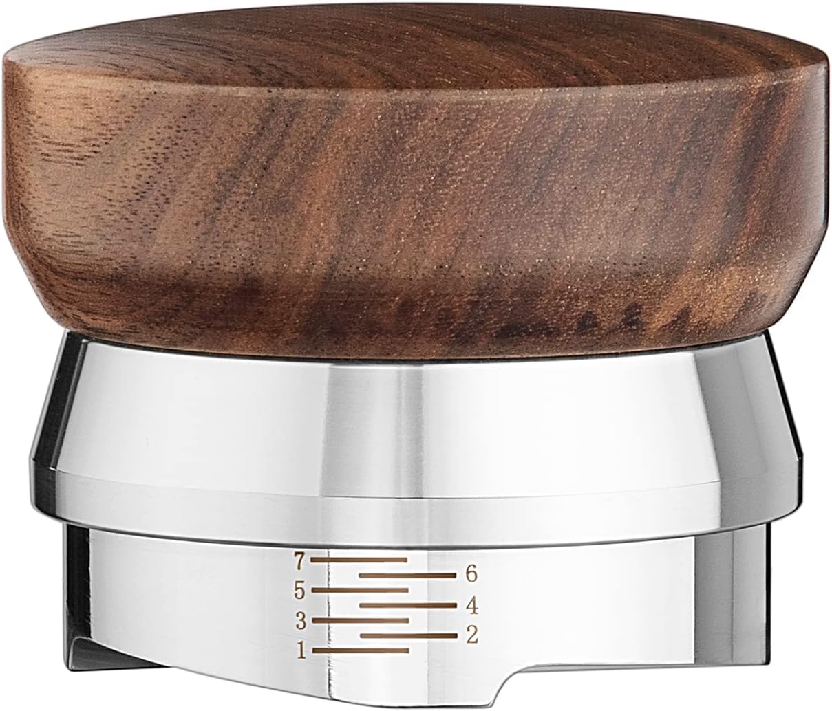 MOJAE 58.5mm Espresso Distributor, Espresso Distribution Tool, Coffee Distributor Adjustable Depth Espresso Leveler With Walnut Wood Handle, Fits for 58mm Portafilter