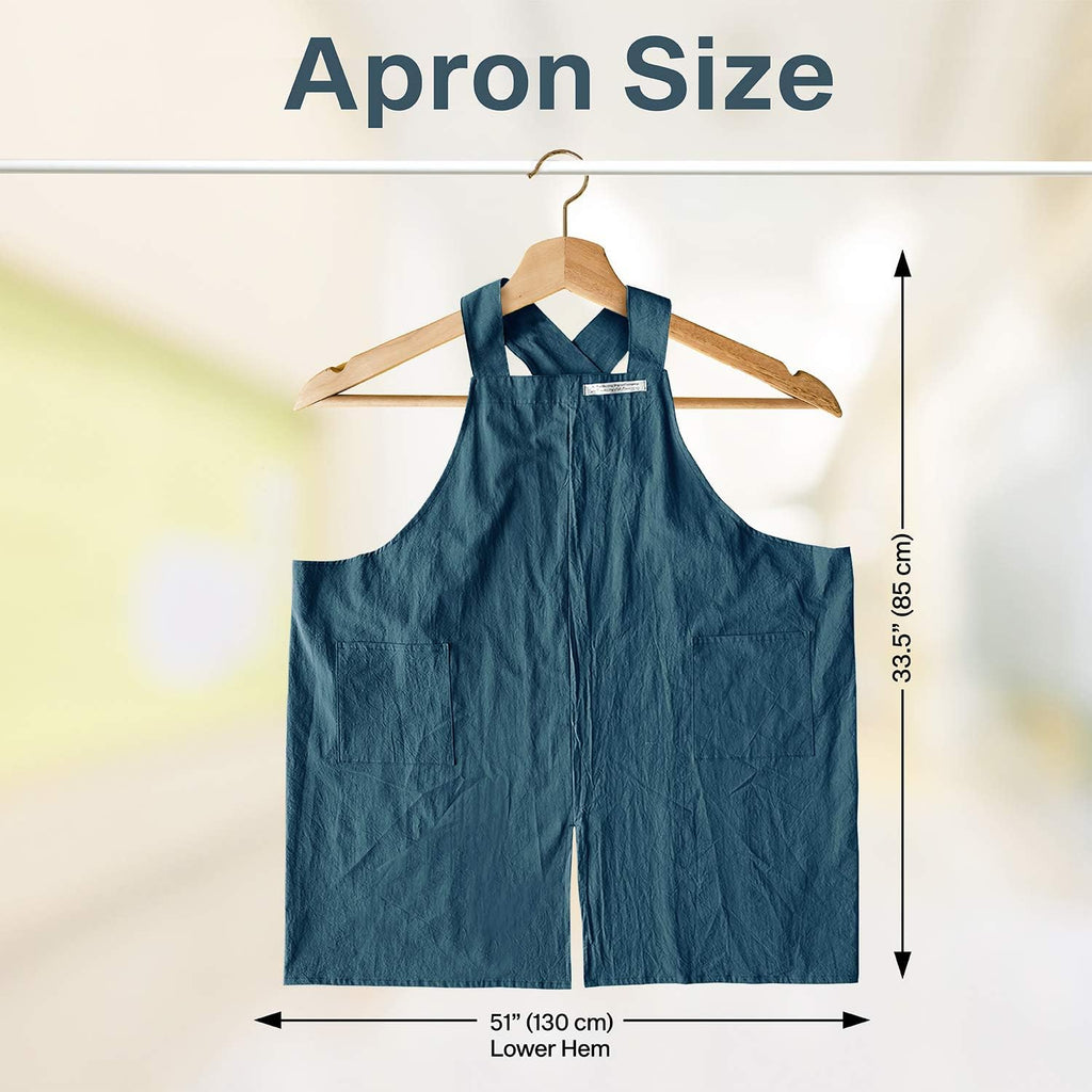 HANEE Cotton Aprons for Women and Men | Cross-Back Apron with Pockets