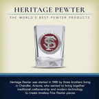 Heritage Pewter Florida State University Square Shot Glass | Hand-Sculpted 1.5 Ounce Shot Glass | Intricately Crafted Metal Pewter Alma Mater Inlay