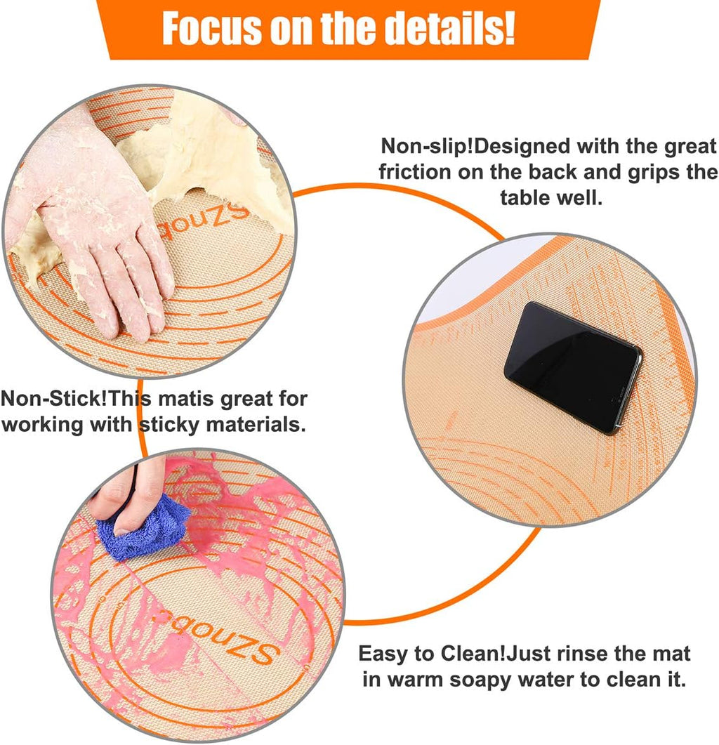 Silicone Pastry Mat 34'' By 26'' Extra Large Baking Mat with Measurements for Dough Rolling, Kneading Board, Kitchen Counter Mats, Perfect for Dough, Fondant, Pie Crust, Cookies, Bread, Pasta, Pizza