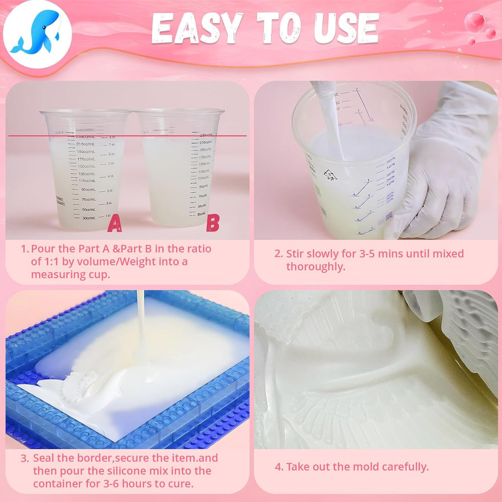 JHKL RESIN Silicone Mold Making Kit,1Gallon Platinum Liquid Silicone Rubber for Mold Maker,15A Silicone Molds,Mix Ratio 1:1 Silicone Rubber Mold Making Kit, Ideal for Casting 3D Resin Molds