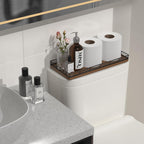 Oak Bathroom Toilet Tank Tray, 13" Wood Back of Toilet Paper Storage Tank Topper Basket, Vanity Tray for Perfume Makeup Candle Toiletry Organizer for Kitchen Coffee Table Walnut Tray Decor