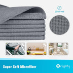 Orighty Microfiber Cleaning Cloth, 12 Pack Microfiber Towels for Cars, Highly Absorbent Car Cleaning Supplies, Lint Free Cloths Clean Rags for Car Care, House, Kitchen, 12x12 inch, Grey