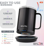 SMLDR Pro Heated Mug, 14 oz Smart Coffee Mug, Self-Heating, Adjustable Temperature, Battery Powered, Great for Coffee & Tea, Excellent Gift (Black)