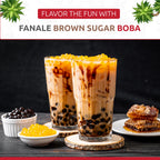 Fanale Brown Sugar Boba Tea Kit with Boba Pearls, US Boba Co Tapioca Pearl Made in USA 1 Pound, Brown sugar boba milk tea, Hand Crafted Brown Sugar Syrup 12 oz for Bubble Milk Tea Coffee Desserts