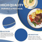 MAONAME 13" Blue Round Tray, Navy Serving Tray with Handles, Modern Decorative Tray for Coffee Table, Plastic Tray for Ottoman, Bathroom, Decor