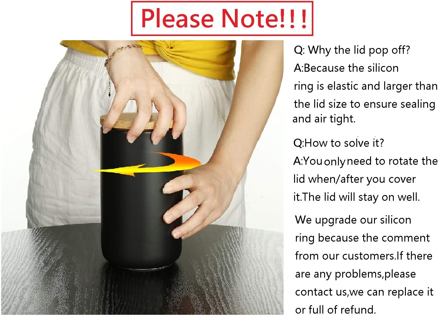 MilkyWay Ceramic Food Storage Jar Canister Modern Design Food Canisters with Airtight Seal Bamboo Lid,Loose Tea Coffee Spice Nuts Snacks Seasonings Storage Jar Canister Caddy (Black 24.63oz/700ml)