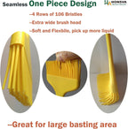 Widened Silicone Pastry Basting Brush 2 Pcs, One-Piece Design, W/3.5", Heat Resistant Kitchen Brush for Baking, Grilling, Saucing Oil, BBQ Sauce, Marinade etc, Dishwasher Safe,Yellow&Green