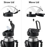 GOSWAG Insulated Sports Water Bottle, 24oz 2 Lids(with Straw/No Straw), Stainless Steel Water Bottles with Paracord Handle, Insulated Bottle with Double-Wall Vacuum Insulation