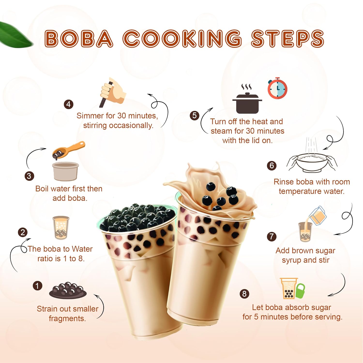 US Boba Co Unsweetened Tapioca Pearl, Easy to Cook, Tapioca Boba Balls for Tea Milk, Coffee & Dessert Topping, Fresh Made in USA, Brown Sugar Flavor, 1 Pound (Pack of 3)