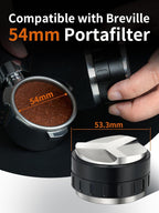 53.3mm Coffee Distributor and Tamper, Espresso Machine Accessories, Adjustable Depth Espresso Distribution Tool, Barista Grade Coffee Ground Leveling, Compatible with Breville 54mm Portafilter