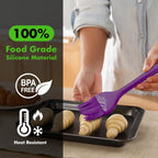 HOTEC Basting Brushes Silicone Heat Resistant Pastry Brushes Spread Oil Butter Sauce Marinades for BBQ Grill Barbecue Baking Kitchen Cooking BPA Free Dishwasher Safe (Purple) 2pcs