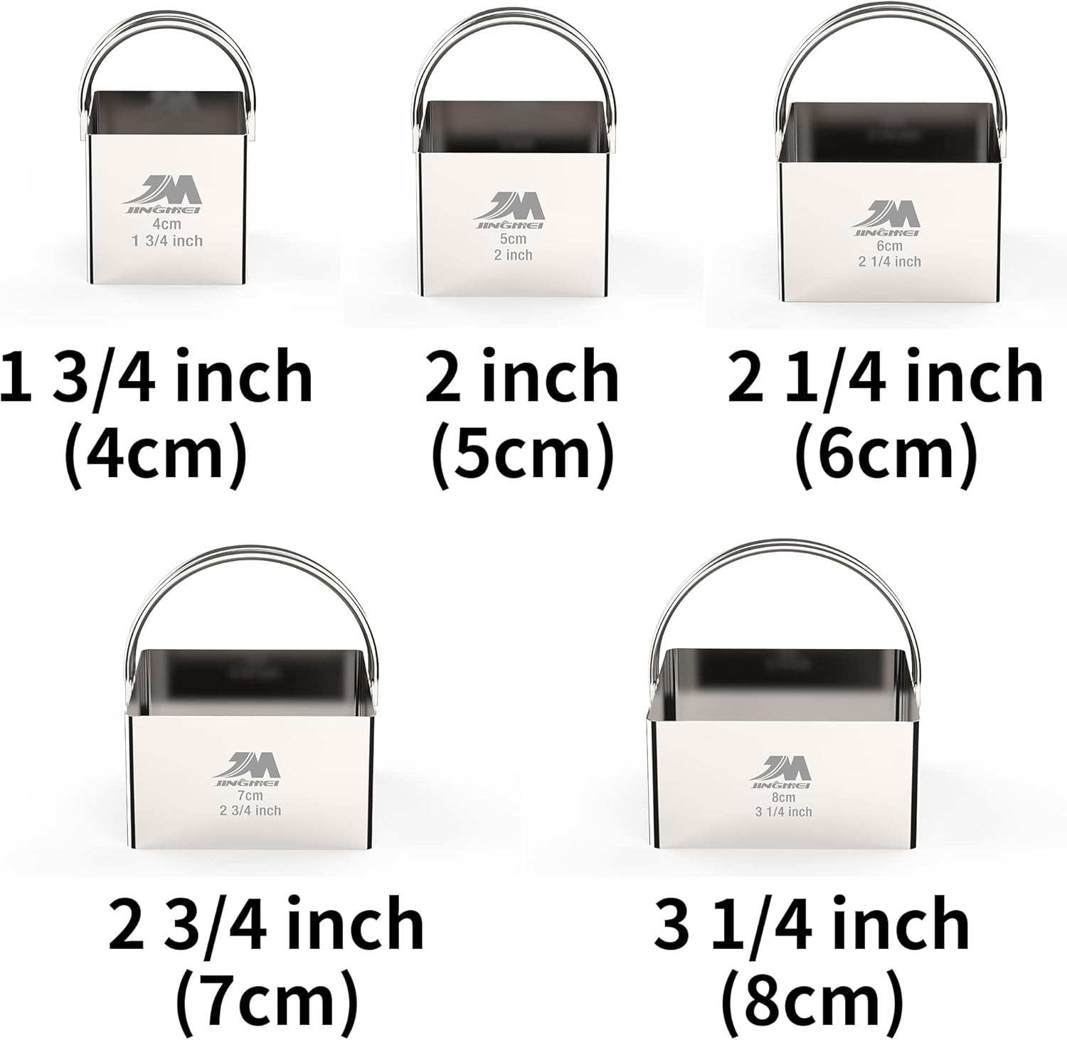 Square Biscuit Cutter Set 1.75inch 2inch 2.25inch 2.75inch 3.25inch, Stainless Steel Cookies Cutter with Handle, Professional Baking Dough Tools,5pcs set GIFT PACKAGE