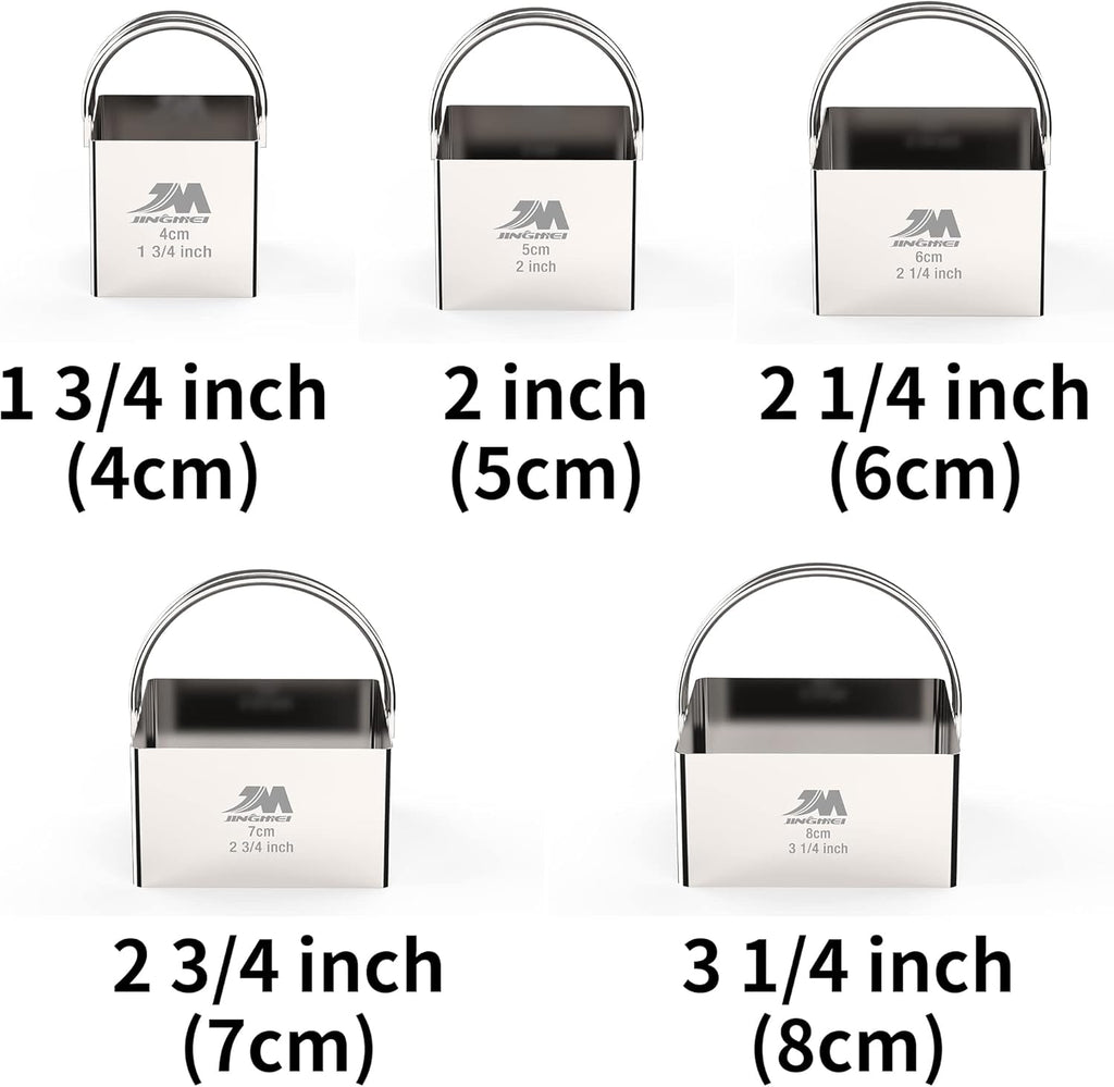 Square Biscuit Cutter Set 1.75inch 2inch 2.25inch 2.75inch 3.25inch, Stainless Steel Cookies Cutter with Handle, Professional Baking Dough Tools,5pcs set