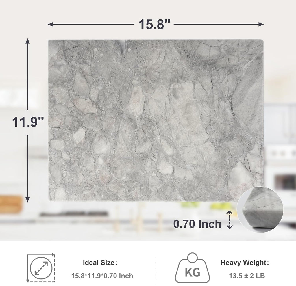 Koville Natural Marble Cutting Board for Kitchen Countertop, 16" x 12" Rectangular Marble Cutting Board Pastry Boards Cheese Boards for Home Decor, Resistant Stone Charcuterie Board Chopping Slab