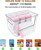 Trash Bag Holder, Acrylic Garbage Bag Dispenser with Bamboo Top, Extra Large Trash Bags Dispenser Under Sink for Kitchen, Pantry, Laundry Room, Cabinet Organizer and Storage (1 PACK)