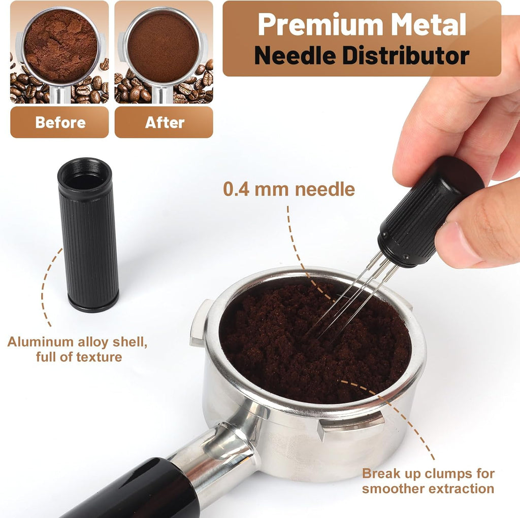 53mm Espresso Accessories Kit – Spring-Loaded Espresso Tamper, WDT Tool, Coffee Distributor, Magnetic Dosing Funnel, Puck Screen with Remover – Premium Stainless Steel & Aluminum Espresso Tools