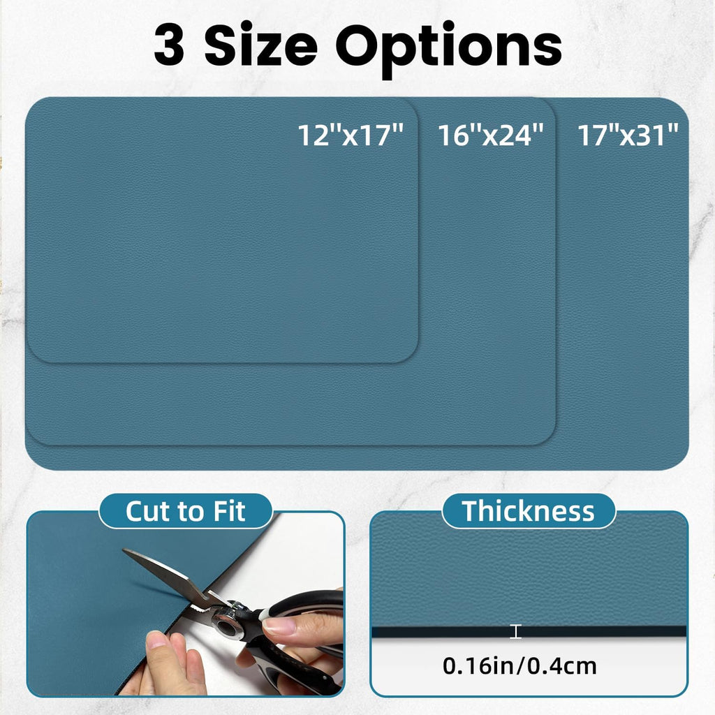 PoYang 24"x16" Coffee Mat Large, Coffee Bar Accessories for Countertop, Absorbent Dish Drying Mat, Anti-Slip and Hide Stain Pad for Espresso Machine, Espresso Maker and Kitchen Counter, Blue