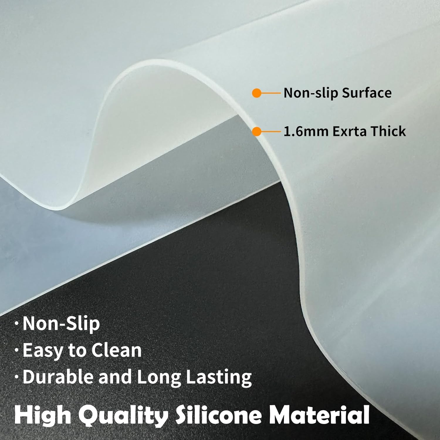 Silicone Mats for Kitchen Counter, 78.7''x 23.6'' (200cmx60cm) Largest Heat Resistant Counter Mat Kitchen Island Waterproof Thicken Non-slip Countertop Protector Mat, Dark Gray