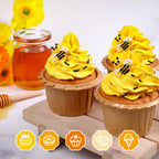 Edible Bees Cake Decorations, 16 pcs Bee Cake Decorations, Edible Bee for Cupcakes, Ice Cream, Waffles, Cookies, Cake, Macaron