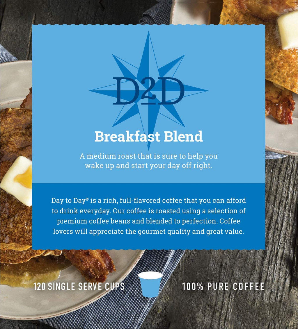 Day To Day 120-Count Breakfast Blend Medium Roast Single Serve Coffee Pods for K-Cup Keurig Brewers