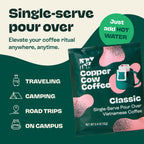Copper Cow Premium Pour Over Single-Serve Vietnamese Coffee | Classic Black | Dark Roast | Includes 24 Coffees