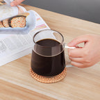 Aquach 16 Oz Glass Coffee Tea Cups, Clear Mugs with Handle, Microwave and Dishwasher safe Home Office Mug Perfect for Americano Latte Hot Beverages, 2-Pack