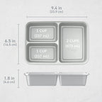 Bentgo Prep - 20-Piece 3-Compartment Reusable Meal Prep Containers with Lids, PFAS & BPA Free Materials, Durable, Microwave, Freezer, & Dishwasher Safe To Go Food Storage (Silver)