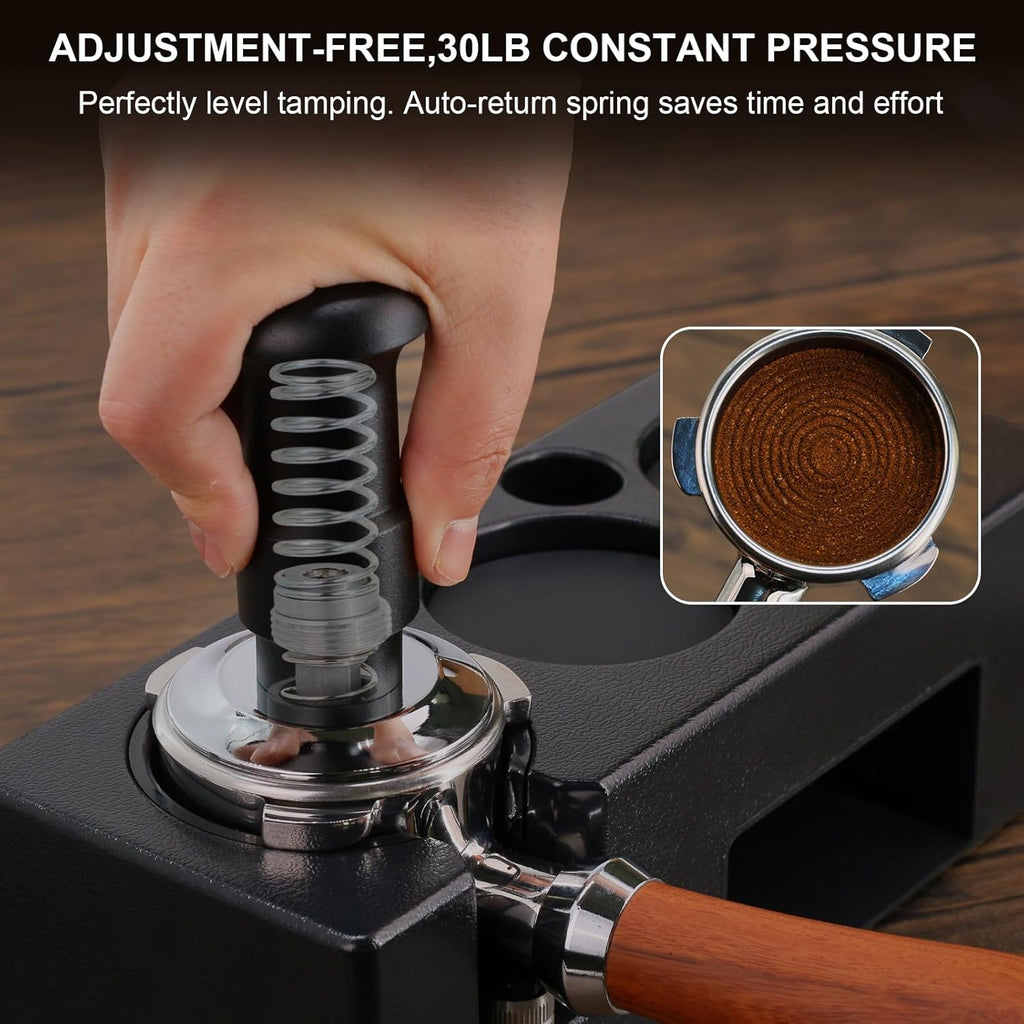 51mm Espresso Tamper Set, 5-IN-1 Espresso Accessories Kit with Coffee Tamper, WDT Tool, Dosing Funnel, Non-slip Mat and Cleaning Brush