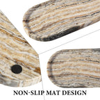 Koville Natural Marble Bathroom Tray for Decor Countertop, Marble Vanity Tray for Candles Perfume, Jewelry, Cosmetics, Stone Decorative Trays for Dresser Organizer(White Traonyx)