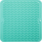 Silicone Dish Drying Mat for Multiple Usage,Easy clean,Eco-friendly,Heat-resistant Silicone Mat for Kitchen Counter or Sink,Refrigerator or Drawer liner Mint M 12 inches x 12 inches