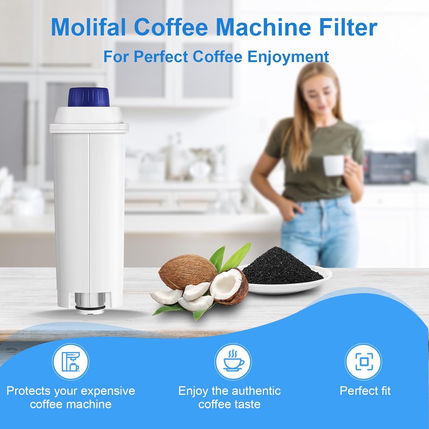 Water Filter Cartridge Replacement for Espresso Coffee Machines - Compatible with ECAM, ETAM, ESAM, Dinamica, Eletta Series - Improves Taste & Protects Your Machine, 4-Pack for Home Use