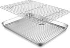 P&P CHEF Baking Oven Pan with Wire Rack, Stainless Steel Baking Oven Sheet Tray, Bacon Pan and Cooling Rack for Cooking Roasting Cookie, Dishwasher Safe & Easy Clean, 16 x 12 x 1 Inch