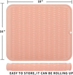 Silicone Dish Drying Mat for Multiple Usage,Easy clean,Eco-friendly,Heat-resistant Silicone Mat for Kitchen Counter or Sink,Refrigerator or Drawer Liner Pink XL 18 inches x 16 inches