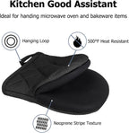 Oven Mitts and Pot Holders Set, Pack of 4, Heat Resistant Silicone Kitchen Mini Oven Mittens for 500 Degrees, Mini Oven Gloves and Hot Pads for Baking Grilling Barbecue Microwave Machine Washable