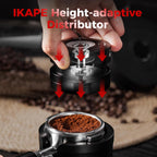 IKAPE 51MM Newly Upgrade Espresso Coffee Distributor, Coffee Dual-Bearing & High-Speed Distribution Tools, Adaptive Height Coffee Tamper Leveler for 51mm Portafilters