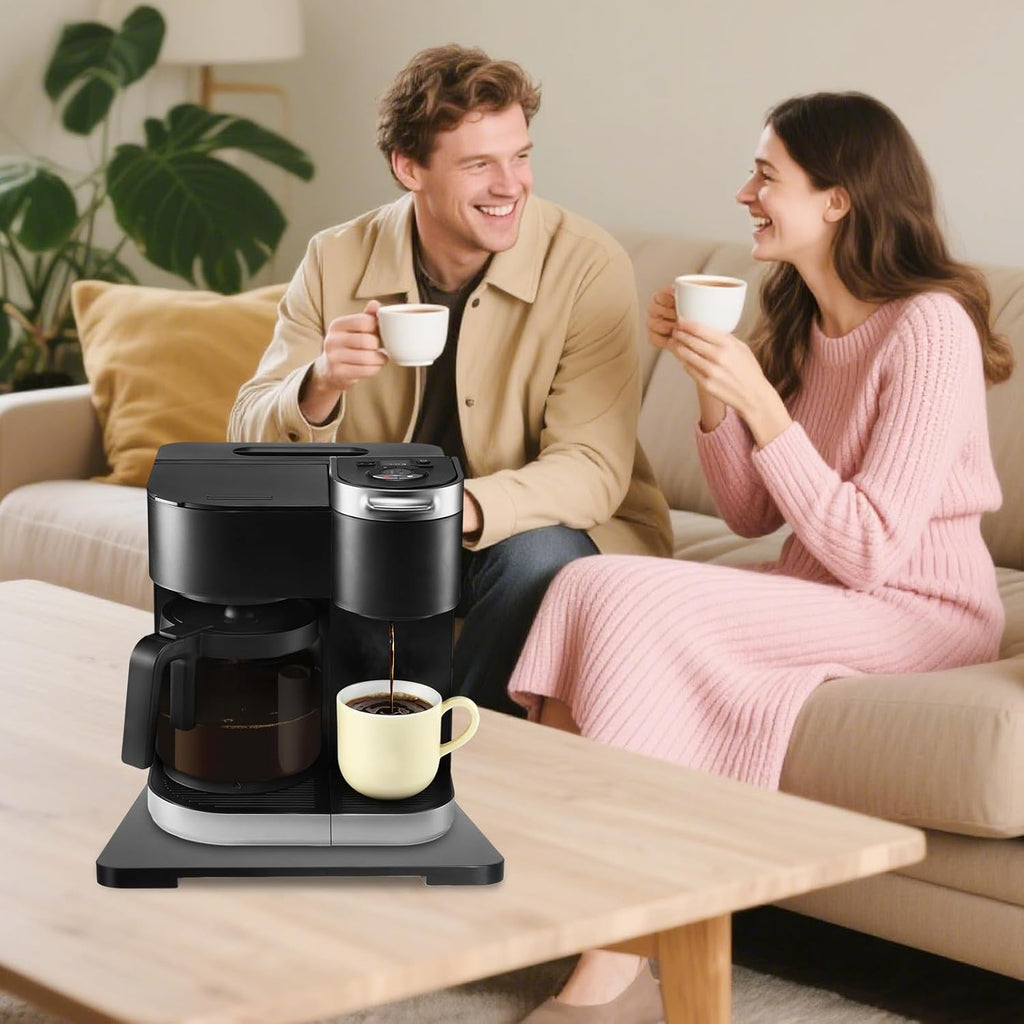 360° Rolling Tray Bamboo Appliance Slider for Kitchen Appliances, Coffee Maker Mat Tray for Countertops Sliding Tray for Coffee Maker Appliances Mat Easily from Under The Cabinet Black 11.6×13.9