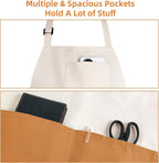 Chef Apron Unisex Two-Tone Professional Kitchen Bib Apron with 2 Pockets Cooking, Grilling, and Baking Gift