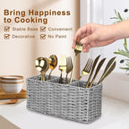 Ayiaren Grey Plastic Cutlery Silverware Holder Small Utensil Organizer Holders for Kitchen Counter Party Flatware Caddy Table Silverware Organizer Basket Spoon Knife Fork Holder Picnic Utensil Caddy