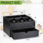 Farmhouse Coffee Bar Organizer - Wooden Countertop Station With Drawer, Pods Holder & Storage Basket