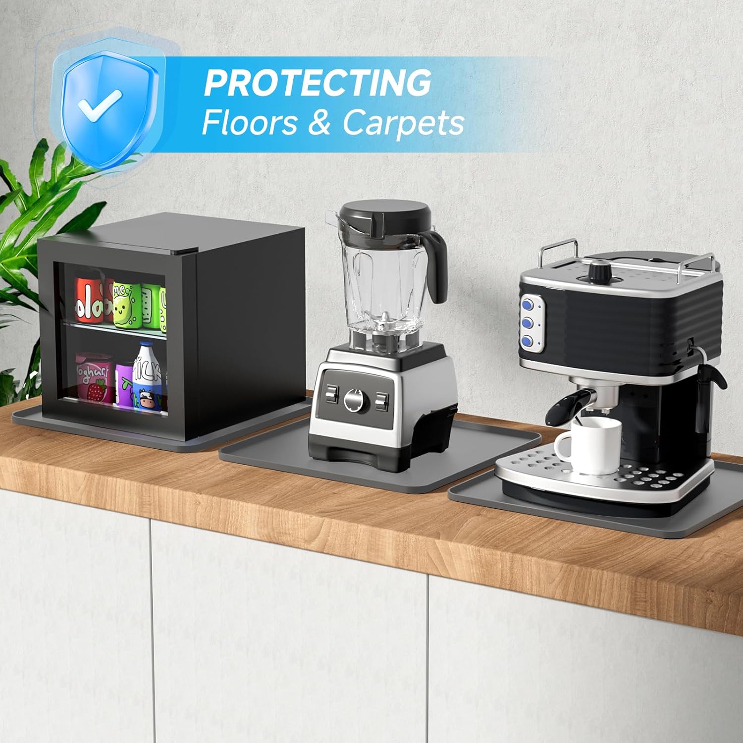 Silicone Coffee Mat with Raised Edges, 20'' x 15'', Bar Countertops, Accessories Fit Under Coffee Maker Espresso Machine, Dish Drying Mat, Baking Mat (Gray)