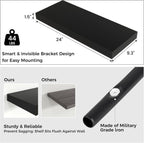 Floating Shelves - 2 Large Wall Mounted Shelves with Invisible Brackets, Long Wood Floating Wall Shelf for Living Room, Bedroom, Kitchen (Black, 24" W x 9" D x 1.5" H)