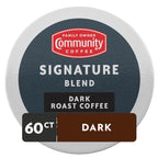 Community Coffee Signature Blend 60 Count Coffee Pods, Dark Roast, Compatible with Keurig 2.0 K-Cup Brewers, Box of 60 Pods